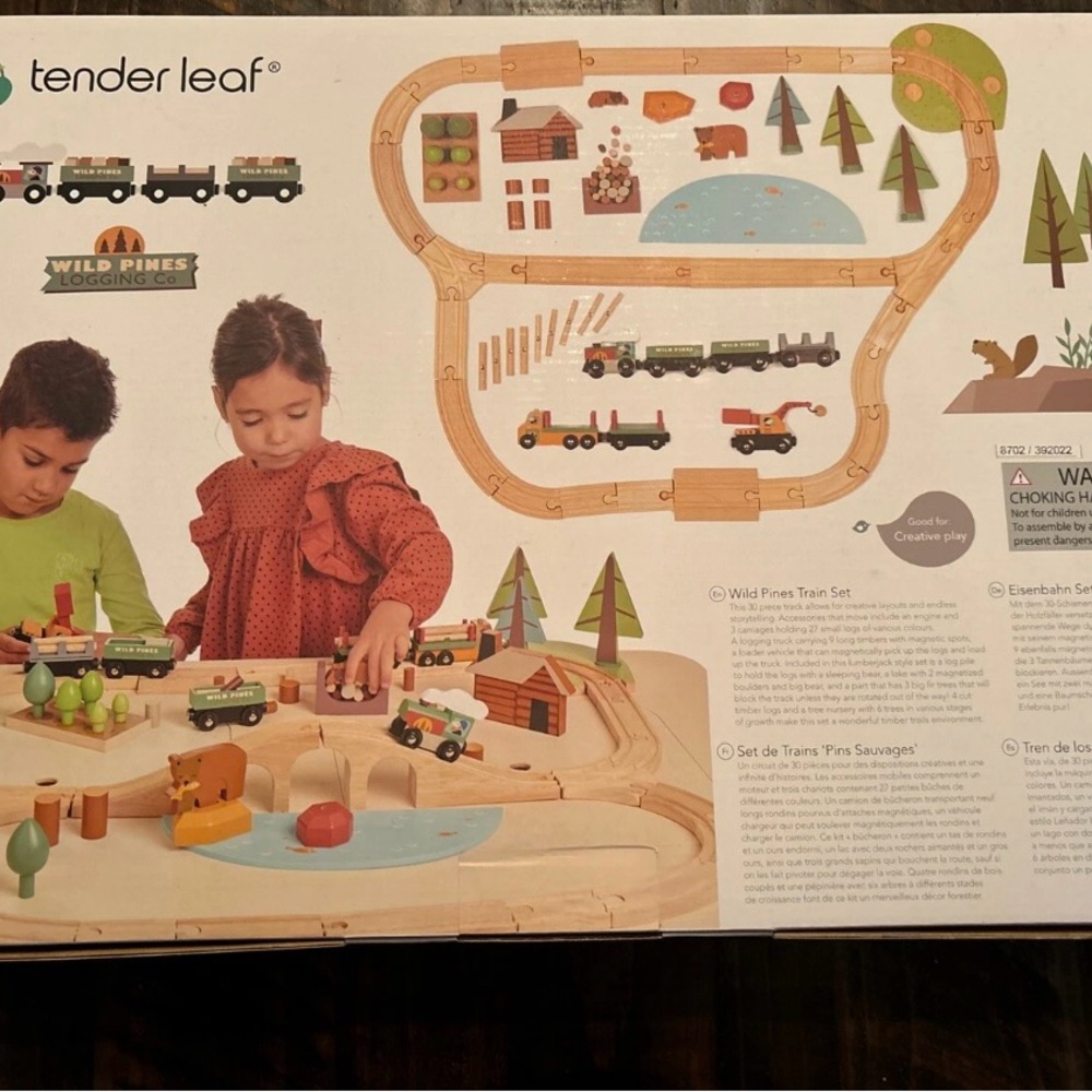 Wooden Train Set - Green and Brown tender leaf